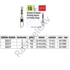 Captain 5037 Double Fırdöndülü Speed Klips 10'lu Paket Black Nikel