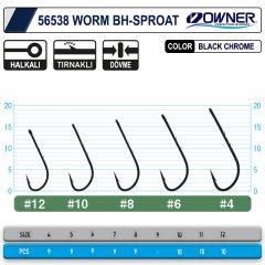 Owner 56538 Worm Bh-Sproat Black Chrome İğne
