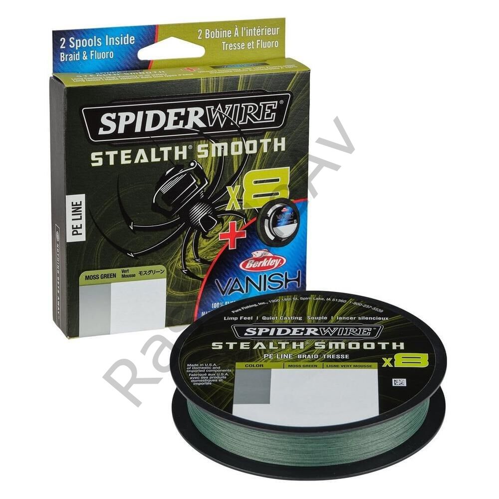 Spider Wire 8 Braid & Fluorocarbon Duo Spool System 150 & 50m Moss Green/Clear