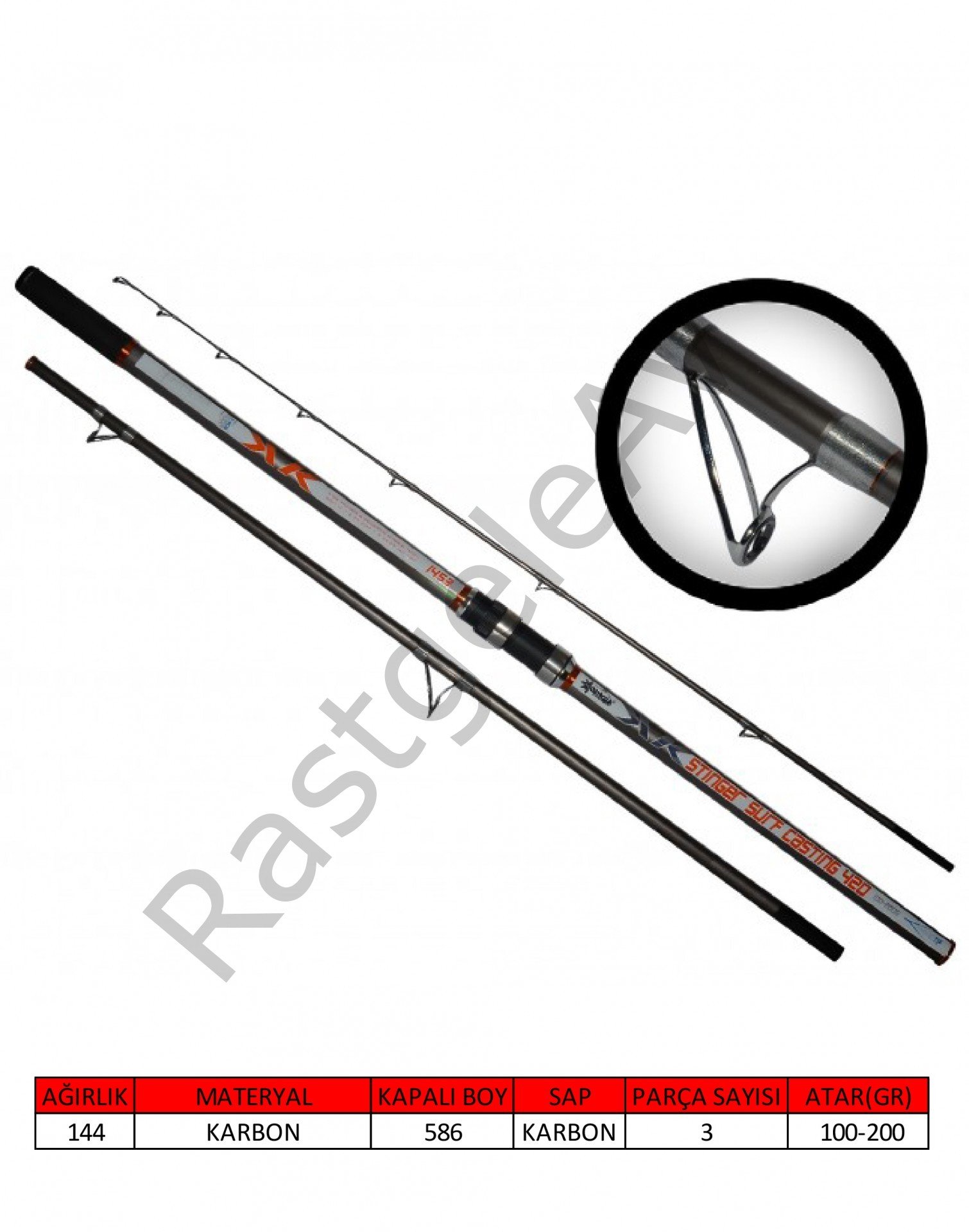 Captain 1453 Stinger 420cm 3 Parça Surf Kamış 100-200gr Atar