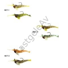Captain 3048 Magic Shrimp 2li SET 3D Silikon Karides 50mm 3.7gr Suni Yem