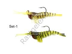 Captain 3048 Magic Shrimp 2li SET 3D Silikon Karides 50mm 3.7gr Suni Yem