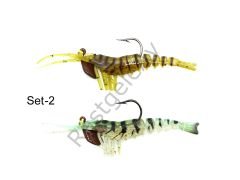 Captain 3048 Magic Shrimp 2li SET 3D Silikon Karides 50mm 3.7gr Suni Yem
