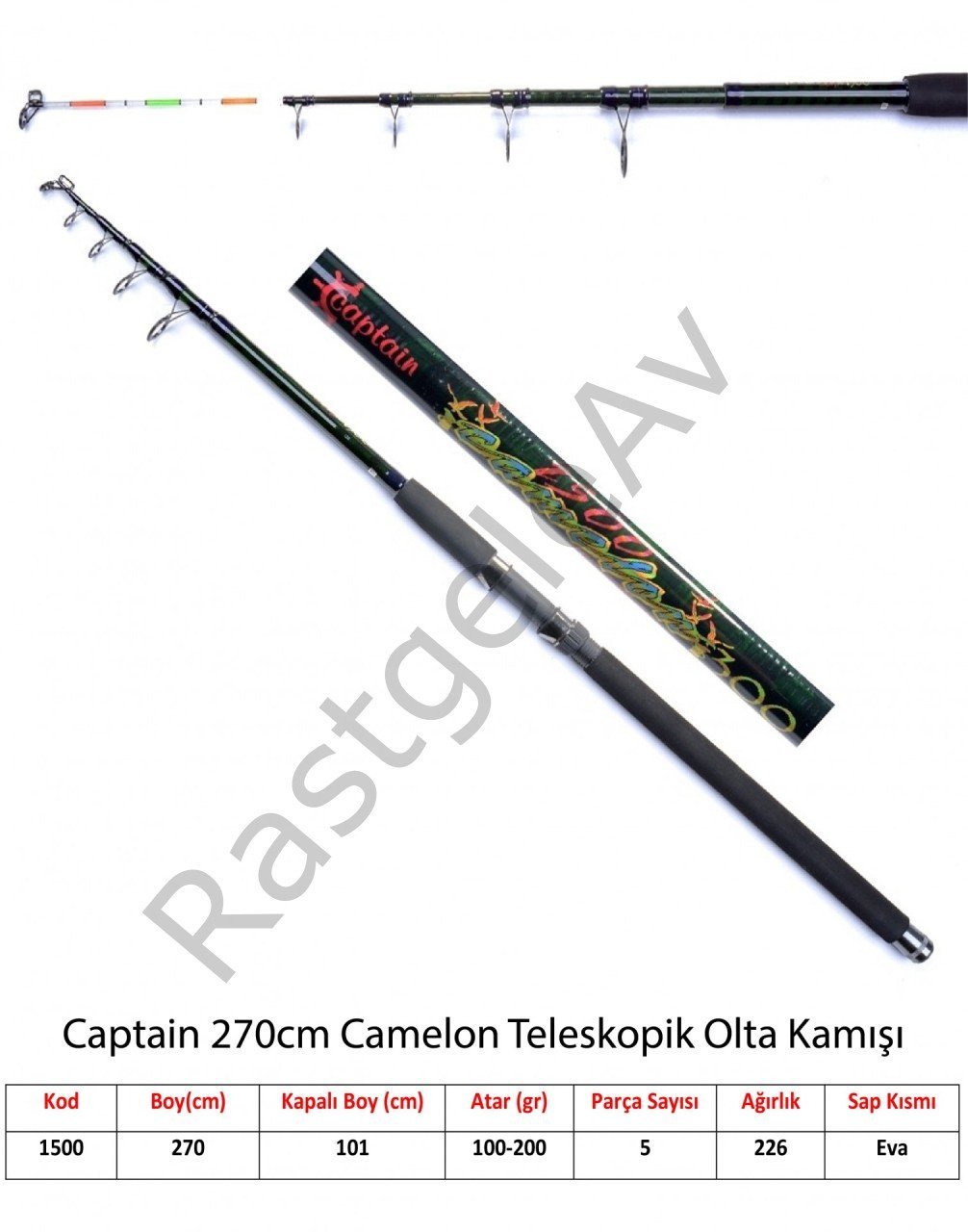 Captain 1500 Camelon Teleskopik Kamış 100-200gr Atar