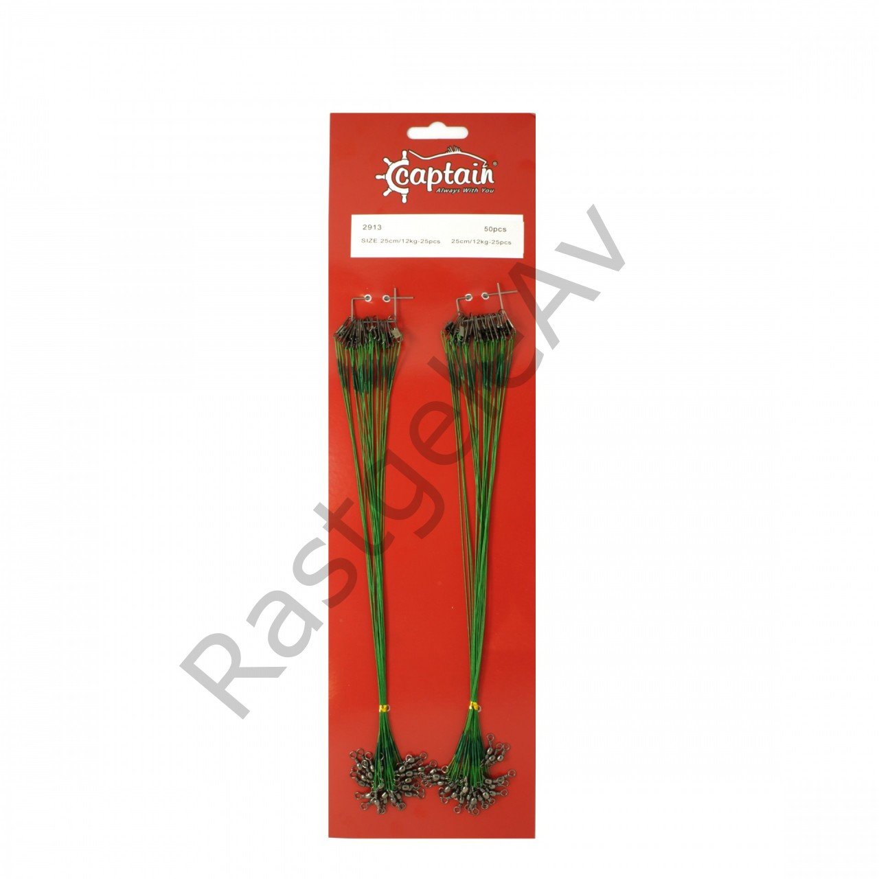 Captain 2913 Çelik Tel Kartela 25 cm Set 6 Kat 12 kg Çeker 50'li Paket Yeşil