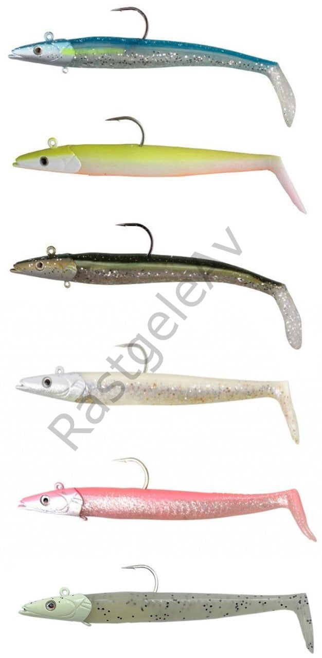 Savage Gear Sandeel 20 Cm - Esche In Gomma Per Pesca D'Altura, Set Con 2 Esche E 1 Testa Jig