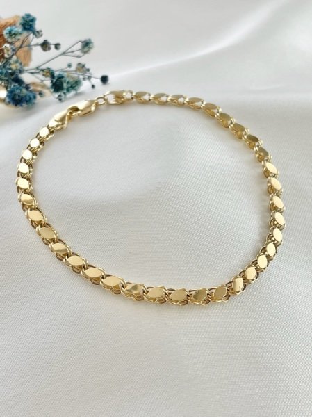 14 Kuyumculuk 4 mm Pullu Köstekli Bileklik