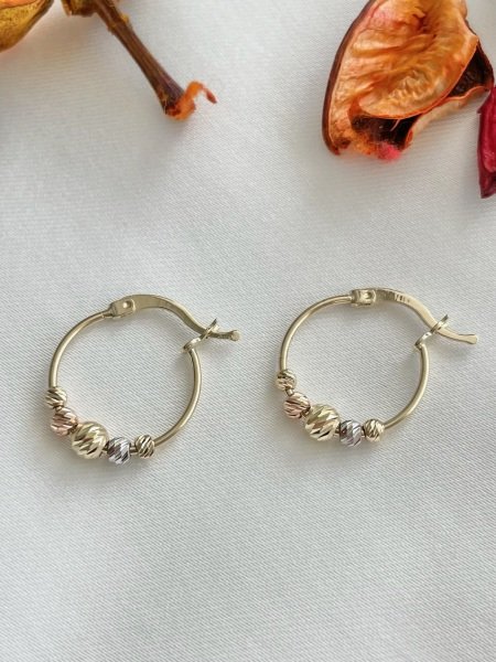 14 Kuyumculuk 1.6 Cm Üç Renk Yarı Dorikalı Halka Küpe