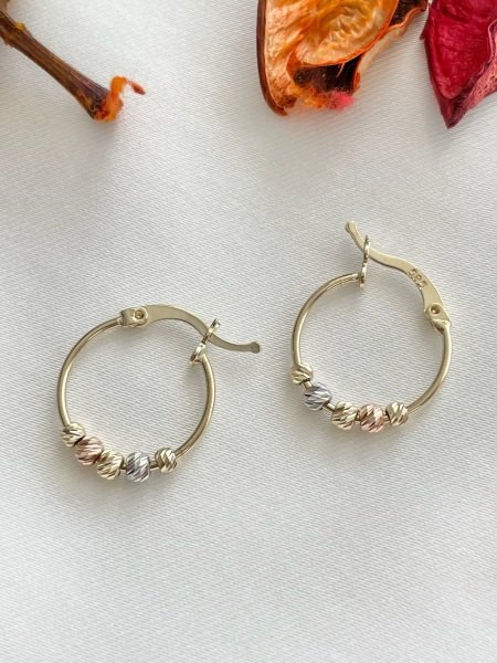 14 Kuyumculuk 1.5 Cm Üç Renk Yarı Dorikalı Halka Küpe