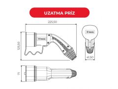 Elektrikli Araç Şarj Kablosu Priz - 5m Monofaze 32A Kablolu Şarj Prizi