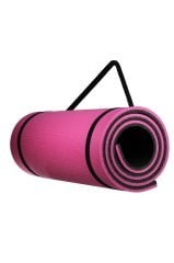 16 Mm Pilates Kamp Matı Pembe Siyah Taşıma Askılı