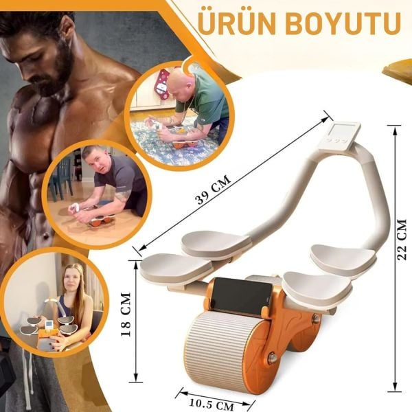 Dijital Ekranlı Çek Bırak Spor Aleti - Dirsek Destekli Mekik Aleti - Karın Egzersiz Aleti