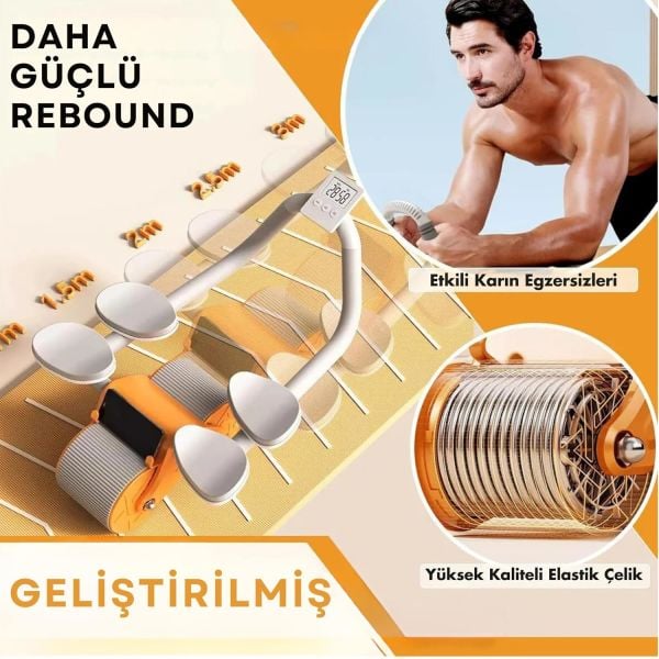 Dijital Ekranlı Çek Bırak Spor Aleti - Dirsek Destekli Mekik Aleti - Karın Egzersiz Aleti