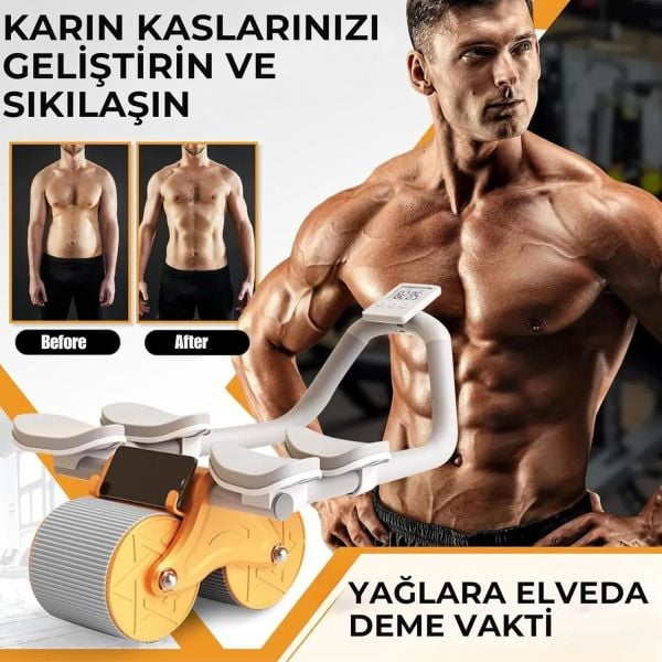 Dijital Ekranlı Çek Bırak Spor Aleti - Dirsek Destekli Mekik Aleti - Karın Egzersiz Aleti