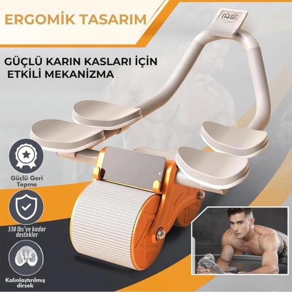 Dijital Ekranlı Çek Bırak Spor Aleti - Dirsek Destekli Mekik Aleti - Karın Egzersiz Aleti