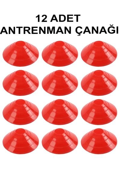 12 Adet Antrenman Çanağı-Kırmızı