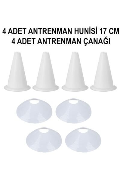 4 Adet Antrenman Hunisi - 4 Adet Antrenman Çanağı Seti -Beyaz