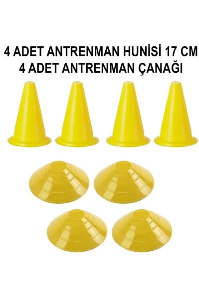 4 Adet Antrenman Hunisi - 4 Adet Antrenman Çanağı Seti -Sarı
