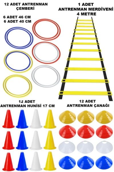 Antrenman Seti, 4 Metre Antrenman Merdiveni, 12 Adet Antrenmna Hunisi, 12 Adet Antrenman Çanağı 12'Li Kondisyon Çemberi Seti