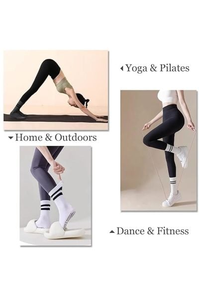 Pilates Ve Yoga Çorabı Kaydırmaz Tabanlı Pilates Çorabı Yoga Çorabı Plates Çorabı Dans Çorabı Beyaz