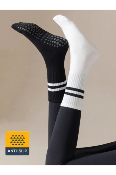 Pilates Ve Yoga Çorabı Kaydırmaz Tabanlı Pilates Çorabı Yoga Çorabı Plates Çorabı Dans Çorabı Siyah