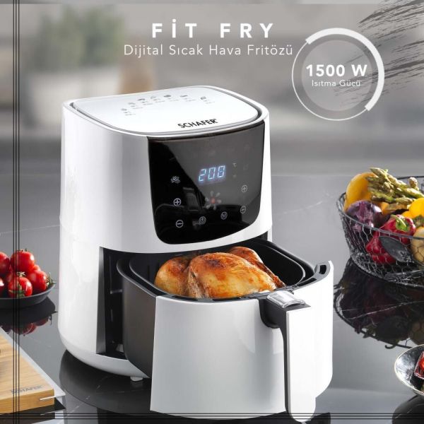 Schafer Fit Fry Dijital Airfryer Sıcak Hava Fritözü Beyaz