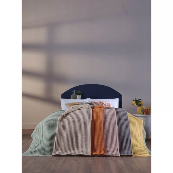 Doqu Home Clara Waffle Çift Kişilik Pike Seti Yeşil