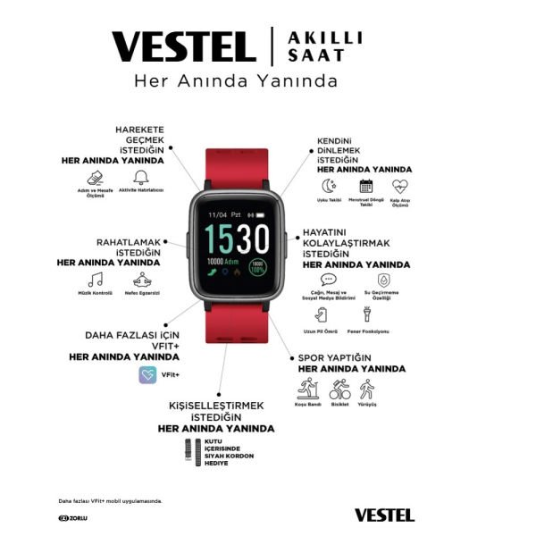 Vestel Akıllı Saat Kırmızı