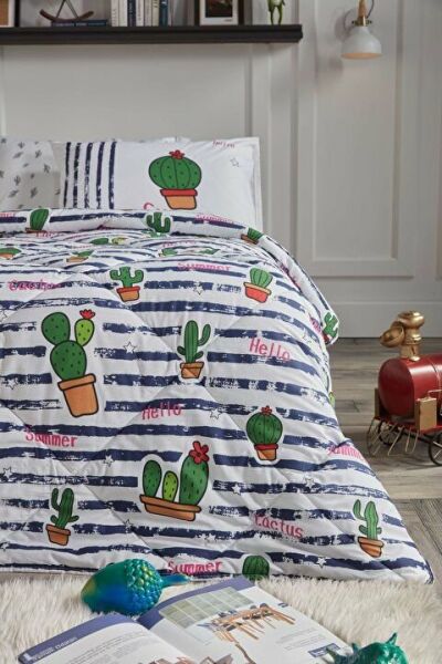 Doqu Home Polycotton Comforter Tek Kişilik Uyku Seti Cactüs