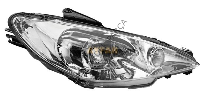 PEUGEOT 206 (1998-2009) SAĞ FAR ÇİZGİSİZ ŞEFFAF (İTHAL)