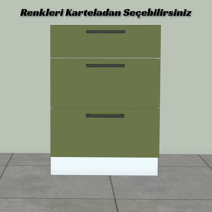 Mutfak Alt Dolap Çekmece Modülü Üç Sıra