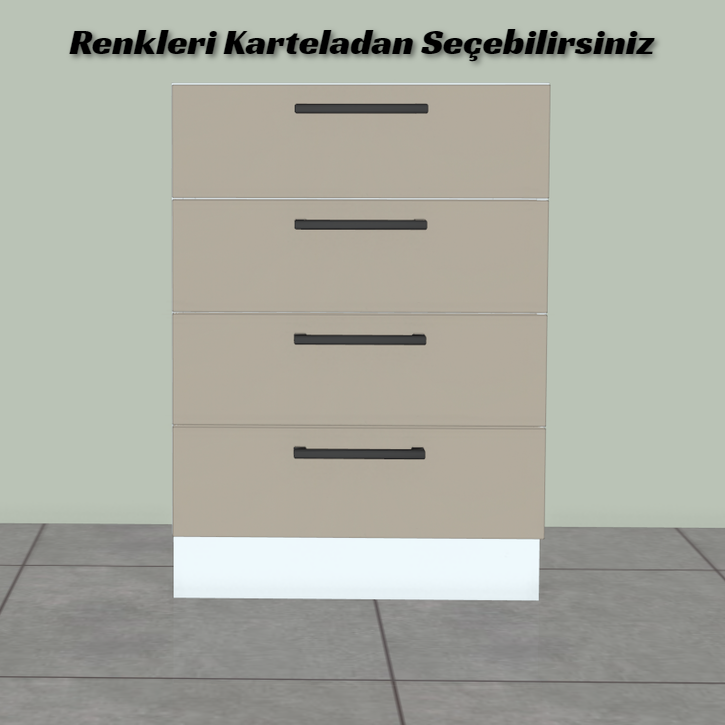 Mutfak Alt Dolap Çekmece Modülü Dört Sıra