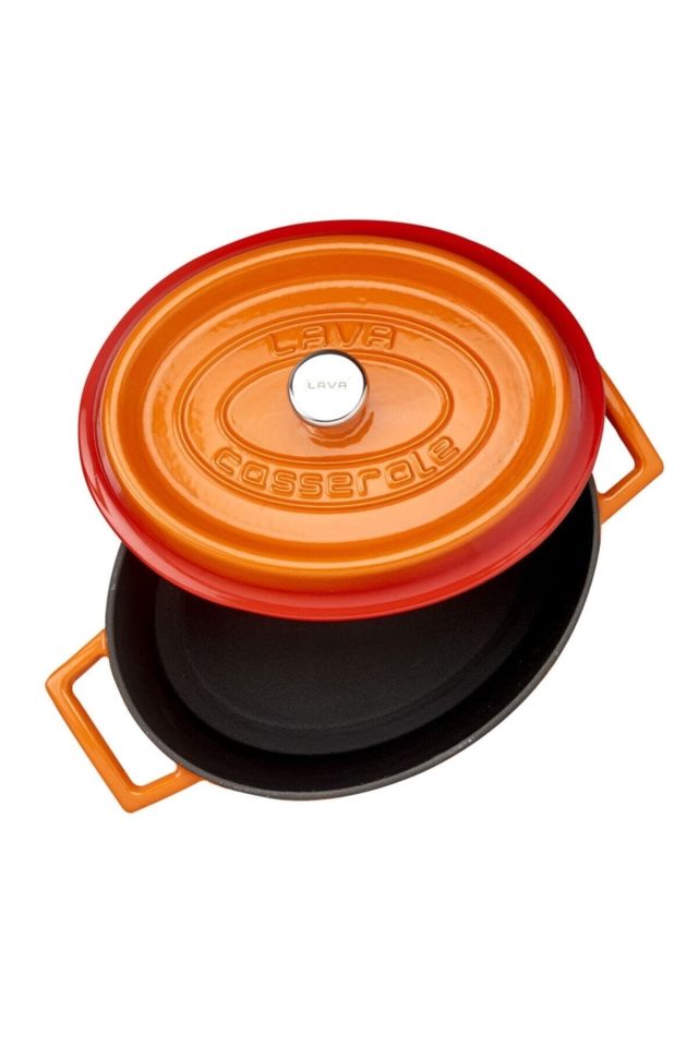 Döküm Oval Trendy Kapak Tencere Turuncu 21x25 Cm