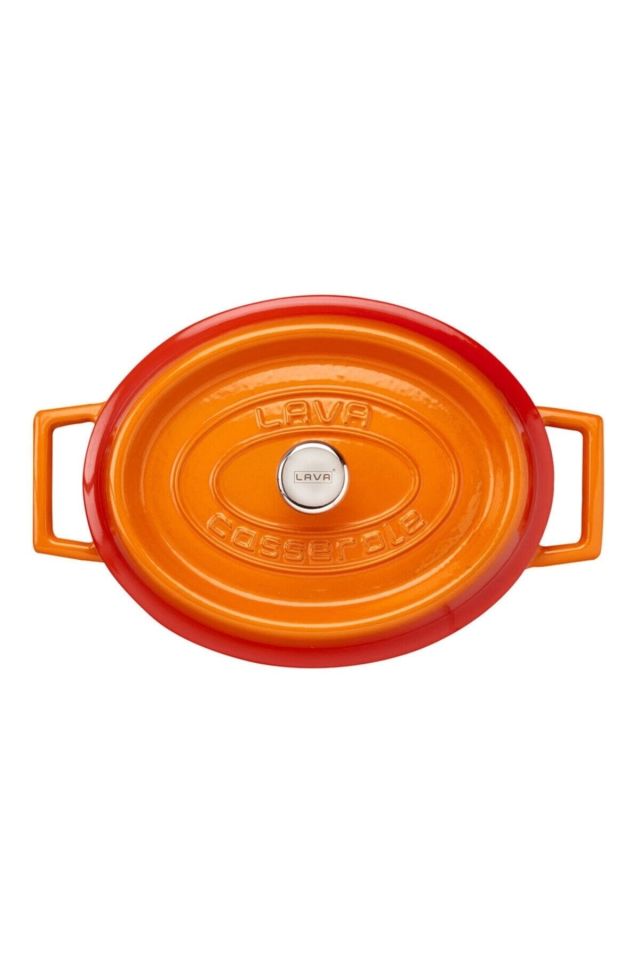 Döküm Oval Trendy Kapak Tencere Turuncu 21x25 Cm