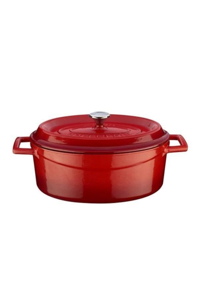 Kırmızı Oval Döküm 21x27 Cm Tencere