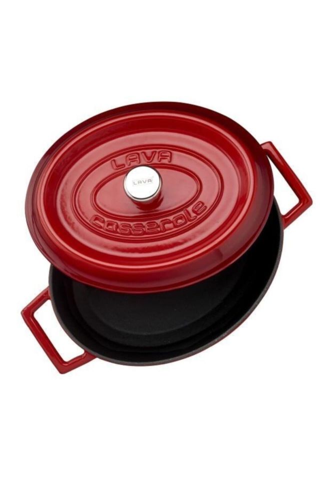 Kırmızı Oval Döküm 21x27 Cm Tencere