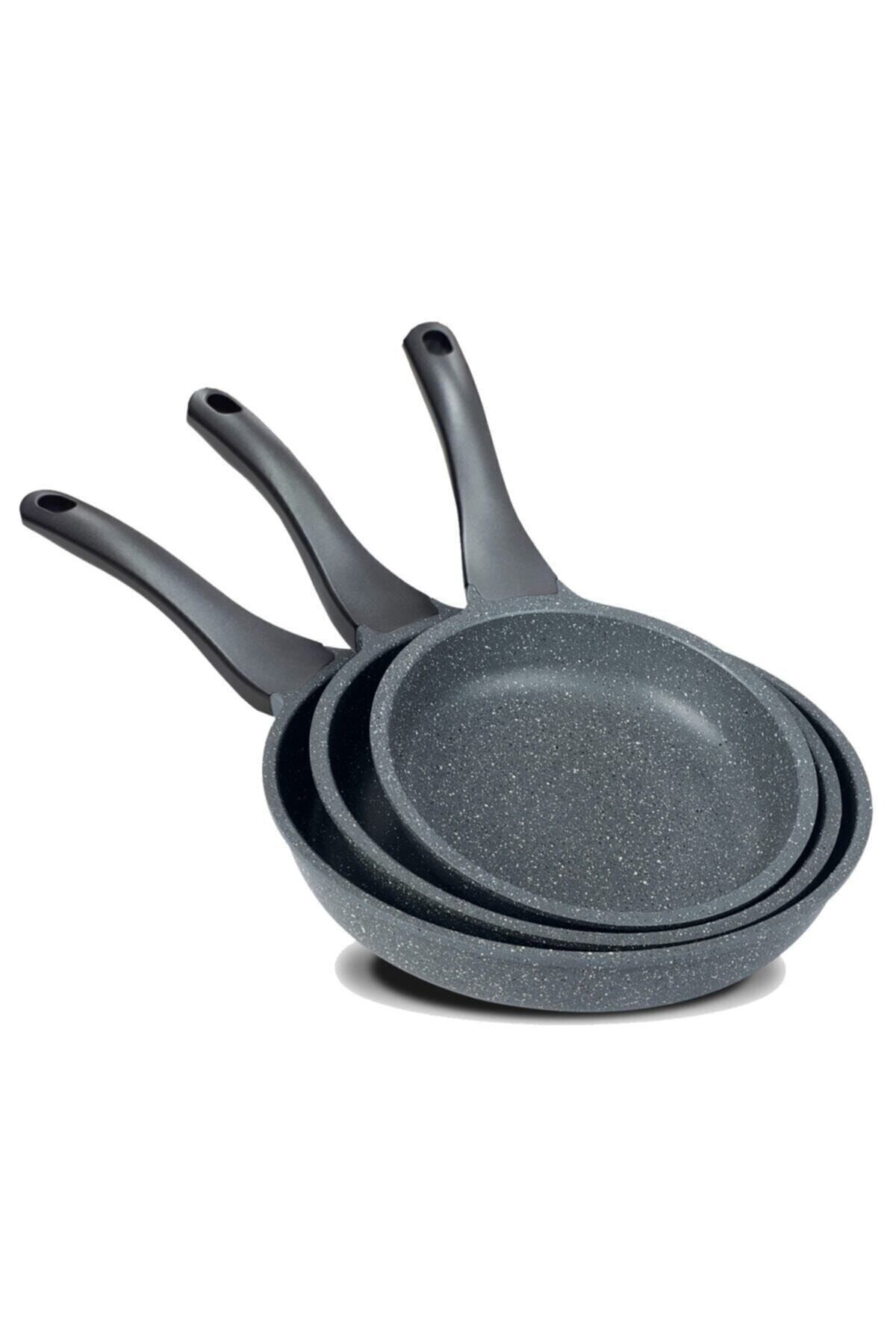 3'lü Gri Tava Seti 20 Cm 24 Cm 28 Cm Gri