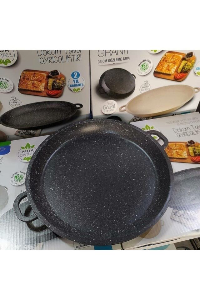 Granit Döküm 36 Cm Gözleme (BAZLAMA) Tavası Gri