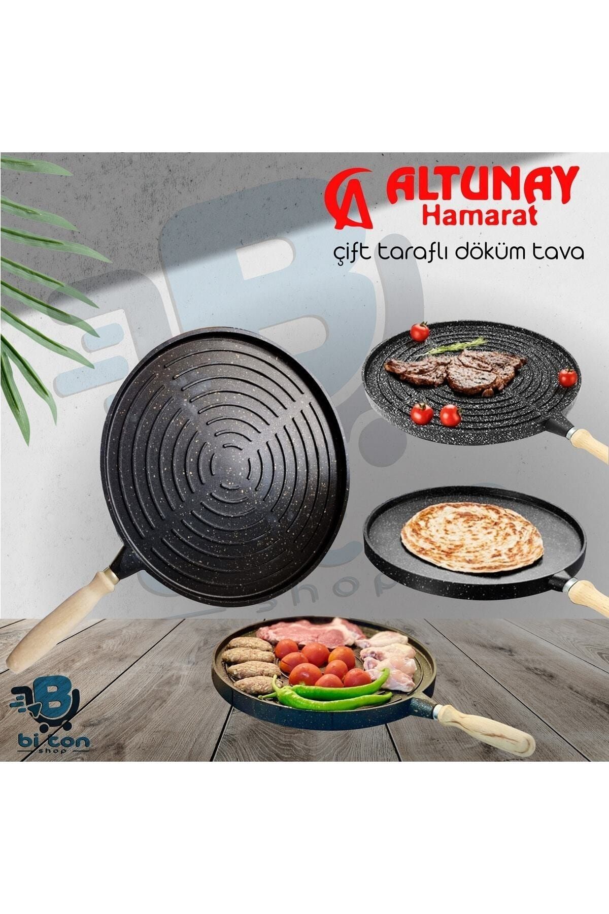Döküm Granit Bazlama Gözleme(ÇİFT TARAFLI İZGARA) Tavası 36 Cm 4268