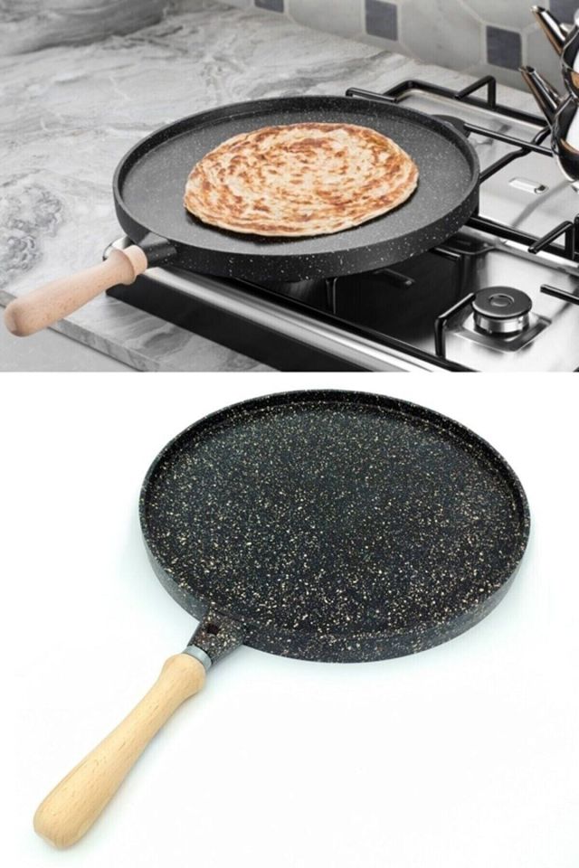 Döküm Granit Bazlama Gözleme(ÇİFT TARAFLI İZGARA) Tavası 36 Cm 4268