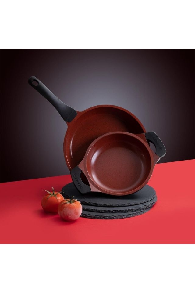 Alüminyum Granit Döküm Red Diamond Serisi 20 Cm Sahan & 26 Cm Tava Seti