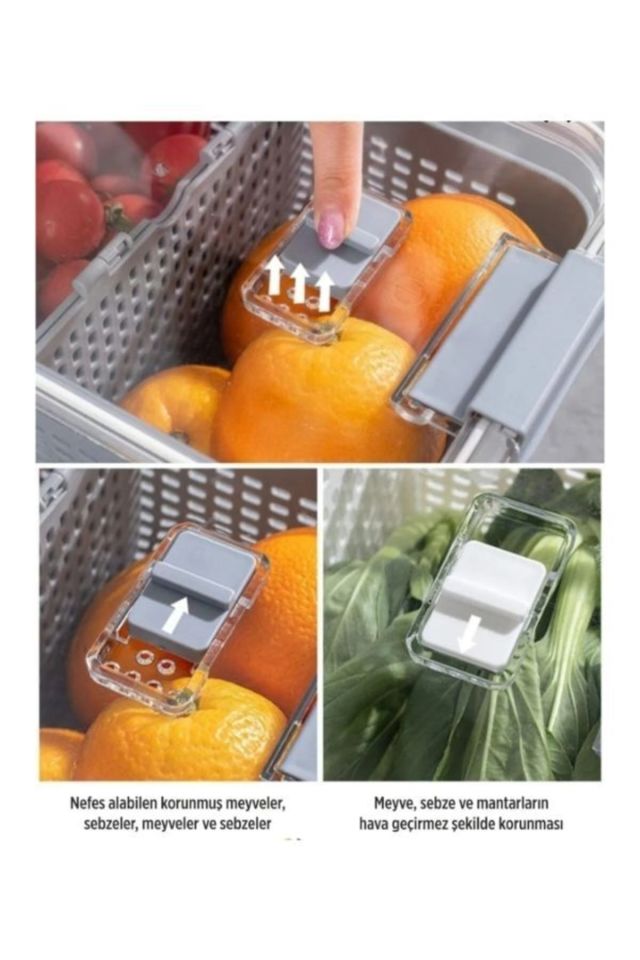 Lüx 3 Adet Buzdolabı Içi Süzgeçli Organizer (2,5lt,5lt,9lt) Set-saklama Buzdolabı Organizer