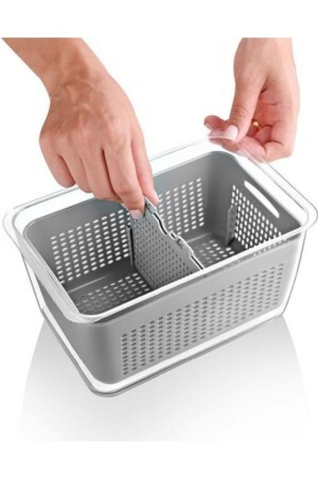Süzgeçli Bölmeli Klimalı Buzdolabı Organizer Ve Saklama Kabı (2,5 Lt/5 Lt/9 Lt)