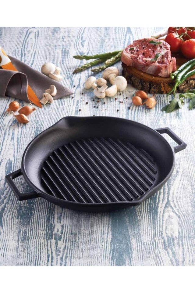 Demir Döküm Tava Metal Kulplu 30 Cm.ızgara Mangal Tadında-fabrika Garantili