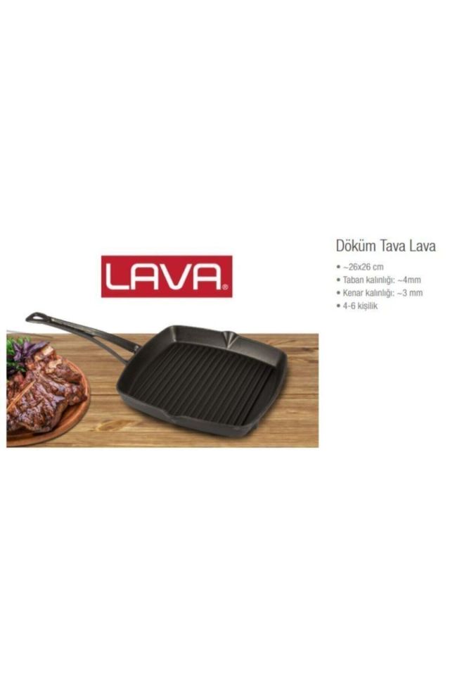 Metal Saplı Döküm Izgara Tava 26x26 Cm Fma00181