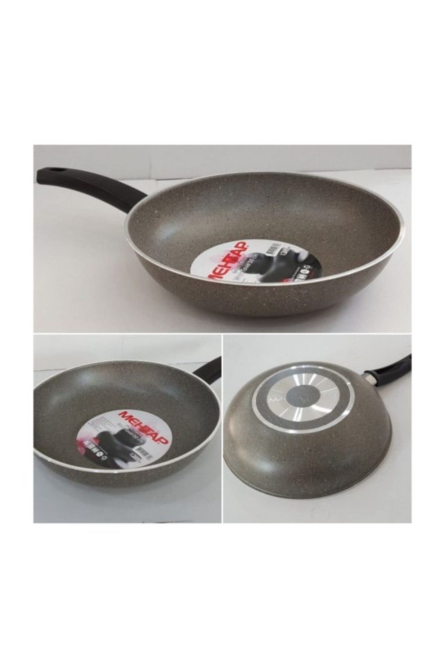 Granit Wok Tava28 Cm(büyük Boy Gri) Yanmaz-yapışmaz Yüzey