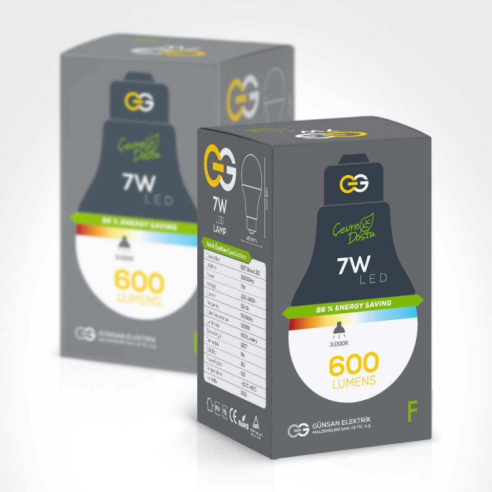 Günsan Valta LED Ampül 220-240V 3000K E27 7W