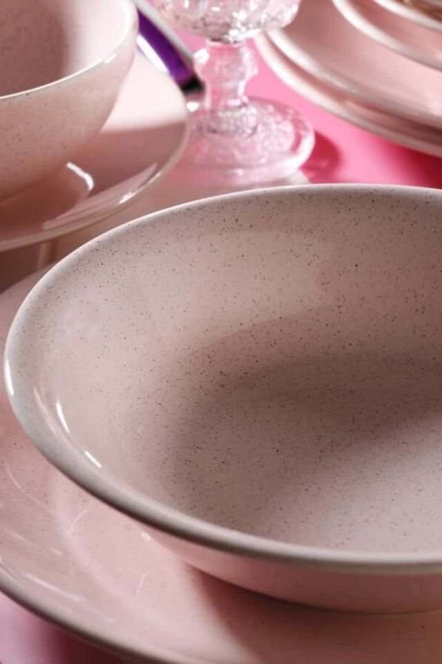 Naturaceram Harlek Granül 24 Parça 6 Kişilik  Pembe Yemek Seti