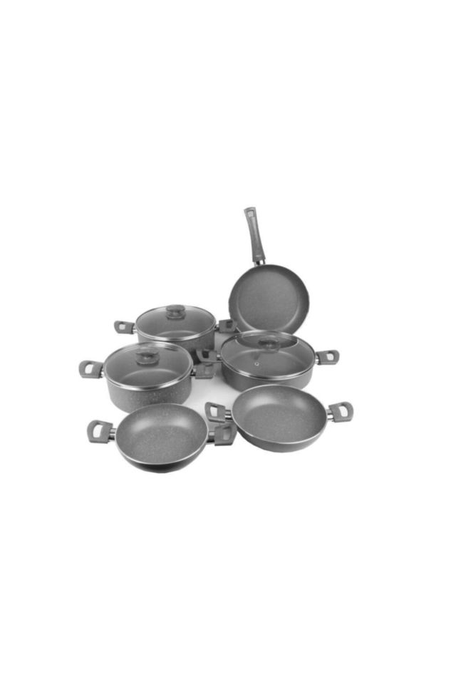 Gray 9 Parça Granit Tencere Seti