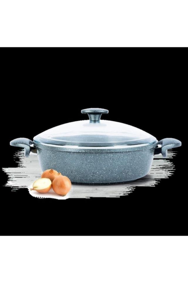 Gri Alüminyum Döküm Basık Tencere 26cm 4.5lt